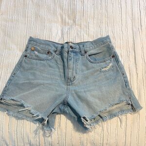 Madewell Relaxed Women's Light Blue Distressed Denim Shorts